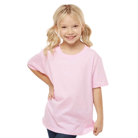 Crown Craze® Youth Crewneck T-Shirt 100% Ring-Spun Cotton Craft and DIY Short Sleeve Tee Shirts (Light Pink, S)