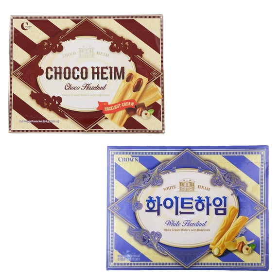 Crown Cream Filled Wafer Heim Cookies with Hazelnut 284g, Bundle Pack