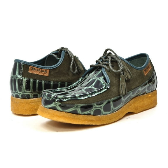 Crown Crocodile Suede and Croc Lace Up Men Shoes