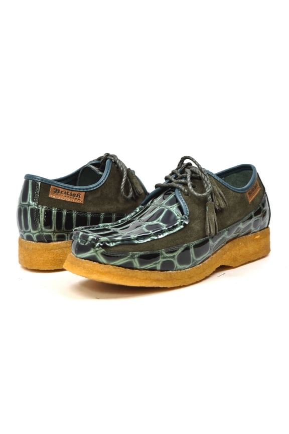 Crown Crocodile Suede and Croc Lace Up Men Shoes