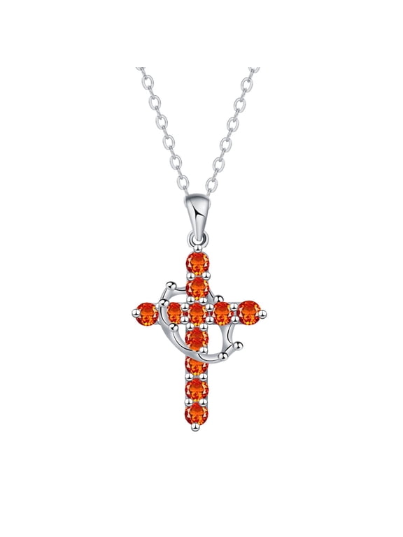Crown Cross Necklace for Women, 18K White Gold Plated Crown Cross Pendant Necklace Zirconia Cross Necklaces Faith Cross Jewelry First Communion Gifts
