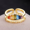 thumbnail image 1 of Womens Crown Ring Adjustable Copper Index Finger Ring With Gem Inlay Wedding Birthday Travel Gift Gold Jewelry, 1 of 5