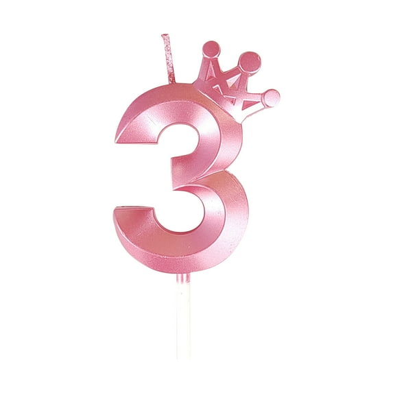 Crown Digital Candles for Age Birthday, Colorful Party Decorations, Pink Color 3