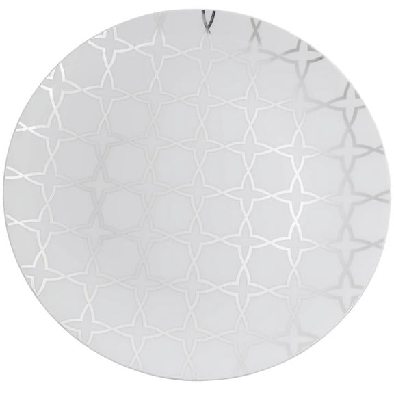 Crown Display 10" Disposable Plastic Wedding & Party Fancy Dinner Plates - Geo Design - 40 Pack