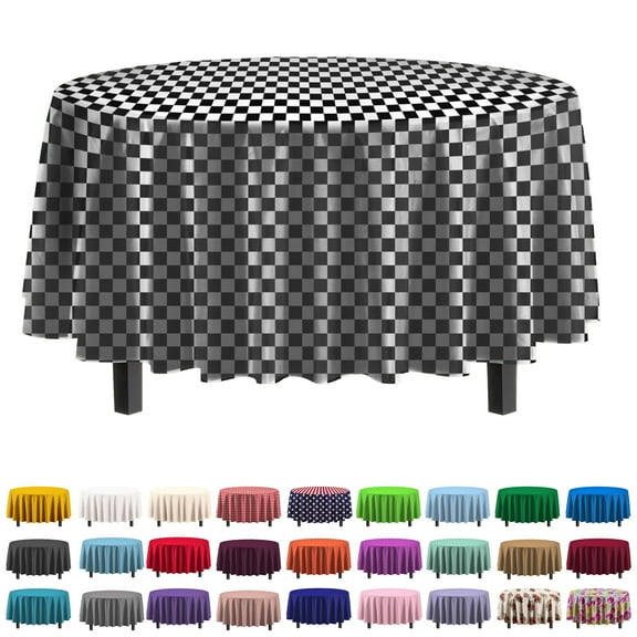 Exquisite 12 Premium Checkered Plastic 84" Round Party Tablecloths Waterproof Design