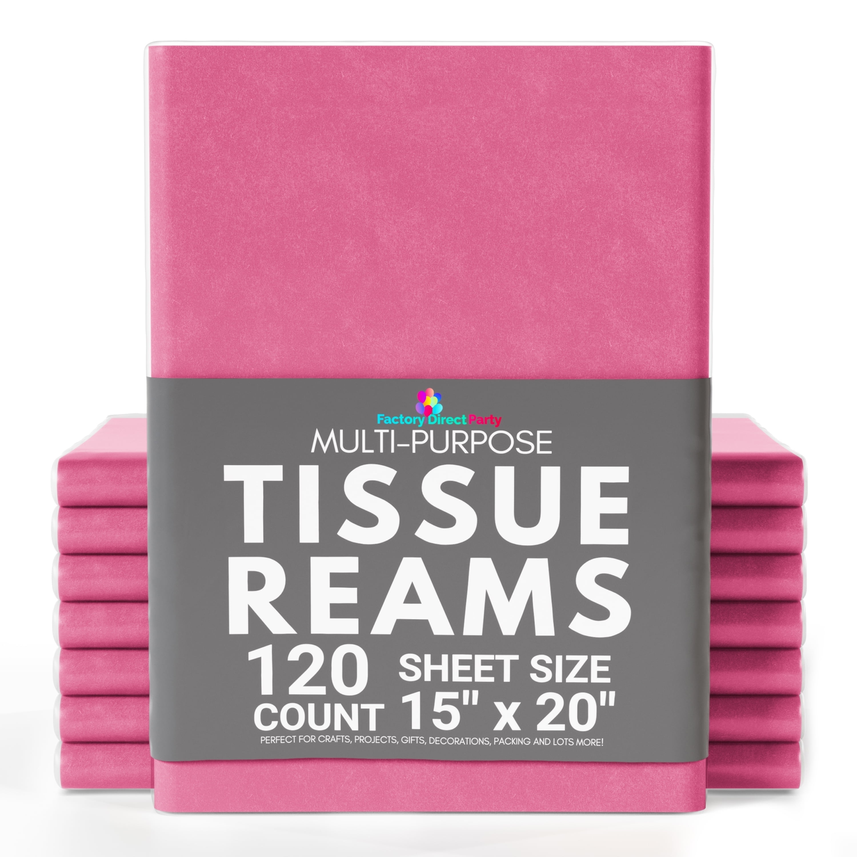 Crown Display 120 Count Tissue Paper for Gift and Crafts 15" x 20" - Hot Pink