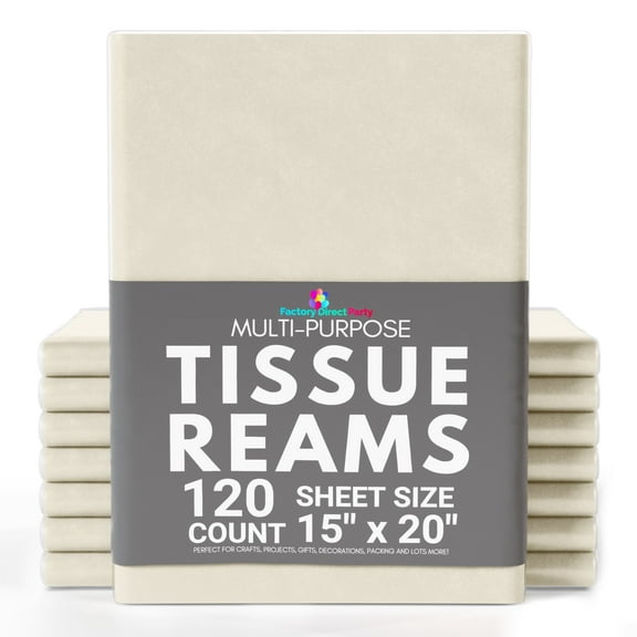 Crown Display 120 Count Tissue Paper for Gift and Crafts 15" x 20" - Ivory