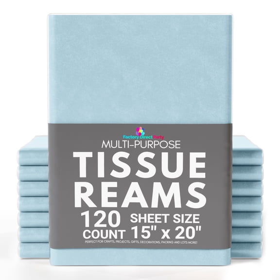 Crown Display 120 Count Tissue Paper for Gift and Crafts 15" x 20" - Light Blue