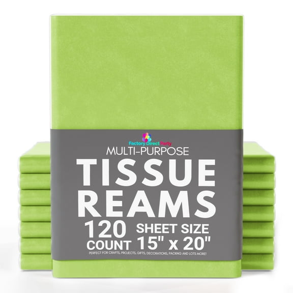 Crown Display 120 Count Tissue Paper for Gift and Crafts 15" x 20" - Lime Green