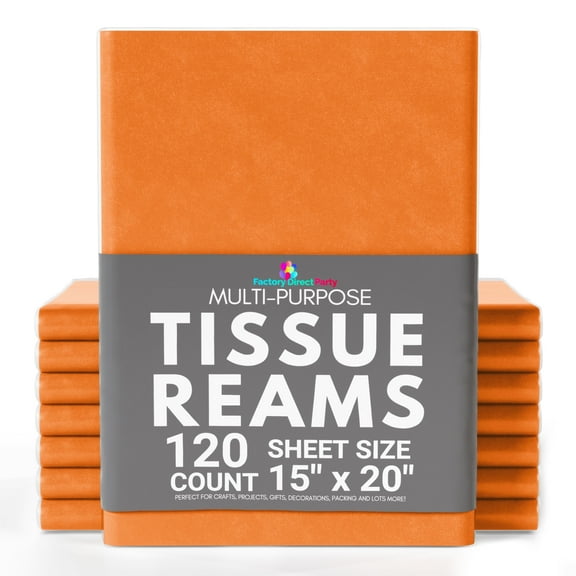 Crown Display 120 Count Tissue Paper for Gift and Crafts 15" x 20" - Orange