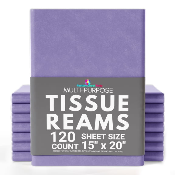 Crown Display 120 Count Tissue Paper for Gift and Crafts 15" x 20" - Purple