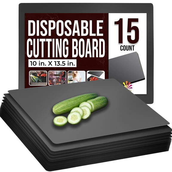 Crown Display 15 Ct Black Plastic Cutting Boards 10"x13.5" Flexible Recyclable Sheets for Kitchen