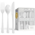 thumbnail image 1 of Crown Display 150-Piece White Disposable Silverware - White Plastic Cutlery Combo Set, 1 of 7