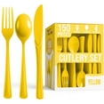 thumbnail image 1 of Crown Display 150-Piece Yellow Disposable Plastic Cutlery Combo Set, 1 of 7