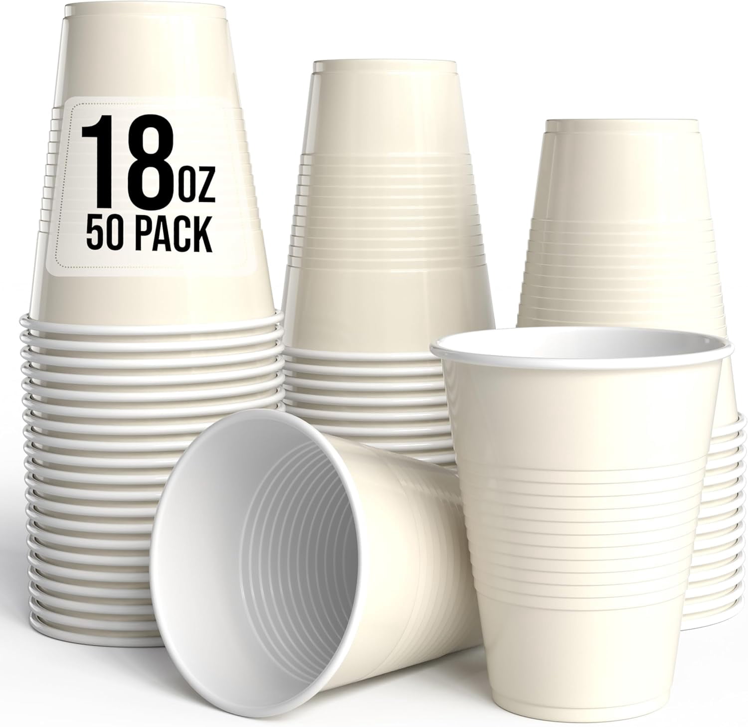 Crown Display 18 Oz Ivory Plastic Cups For Party Supplies 50 Pack ...