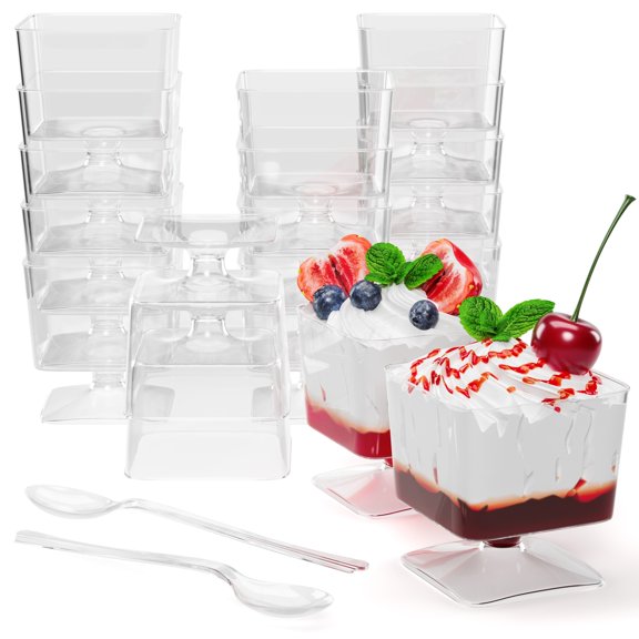Crown Display 2 oz Mini Dessert Cups With Spoons 200 Pcs