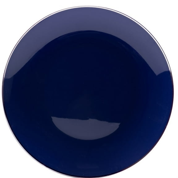 Crown Display 40 Premium Disposable Plastic 10" Dinner Plates - Classic Navy Design