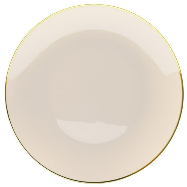 Crown Display 40 Premium Disposable Plastic 10 inch Dinner Plates - Classic Cream Design