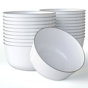 Crown Display 40 Premium Disposable White Silver Rim Plastic Bowls - 24 oz.