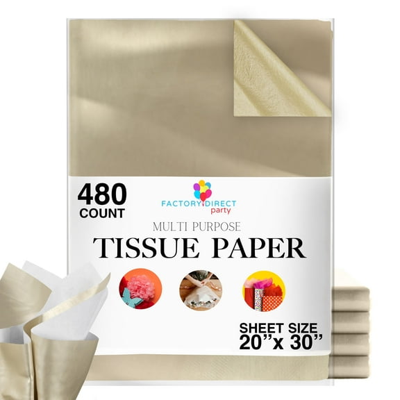 Crown Display - 480 Sheets, 20" x 30" Gold Tissue Paper Ream for Gift Wrapping and Packing