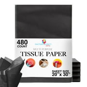 Crown Display - 480 Sheets, 20 x 30 Packing Paper Sheets For Gift Wrapping And Packing, Tissue Paper Ream - Black