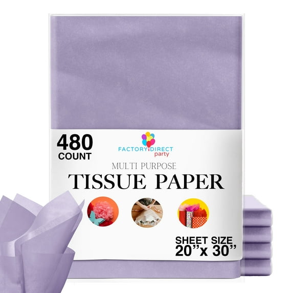 Crown Display - 480 Sheets, 20" x 30" Packing Paper Sheets For Gift Wrapping And Packing, Tissue Paper Ream - Lavender