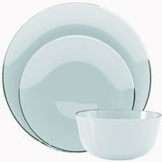 TRENDABLES Crown Display™ 60 Pack Combo Premium Disposable Plastic Dinner Set - Classic Sage with Silver Rim