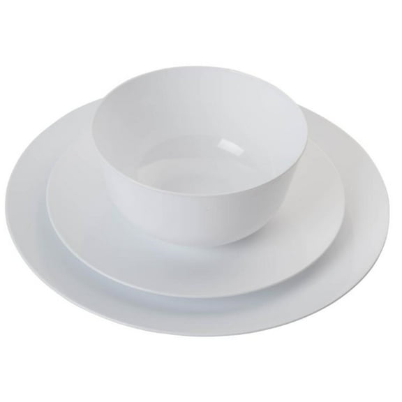 Crown Display™ 60 Pack Combo Premium Disposable Plastic Dinner Set - Solid White Design