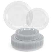 Exquisite 80-Count Clear Plastic Dinner Plates - Victorian Style