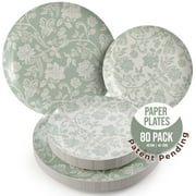 Crown Display 80-Piece Disposable Fancy Paper Plates, 8-Inch, 10-Inch, Gracy