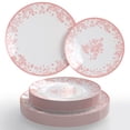 thumbnail image 1 of Crown Display 80-Piece Plastic Disposable Party Plates Set - Pink and White, 8 & 10 Inch, 1 of 6