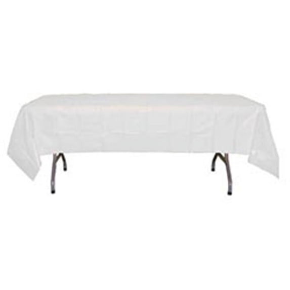 Crown Display 90023 PE 54 x 108 in. White Plastic Table Cover - Case of 48