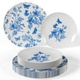 thumbnail image 1 of Crown Display Blue Floral Disposable Plates 200 Pc Set | 100x8" & 100x10" Plastic Dinnerware, 1 of 7