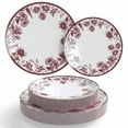 thumbnail image 1 of Crown Display Burgundy Floral Disposable Plates 200 Pc Set | 100x8" & 100x10" Plastic Dinnerware, 1 of 7