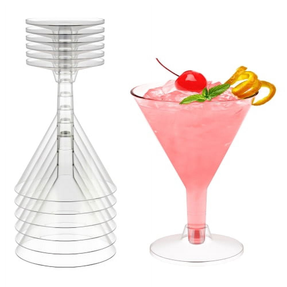 True Party Disposable Plastic Martini Glasses - Stemmed Clear Cocktail Cups  for Outdoors, Parties - 8oz Set of 12