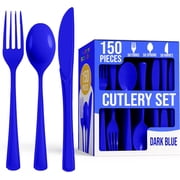 Crown Display Dark Blue Party Supply Set - 150-Piece Disposable Cutlery Combo