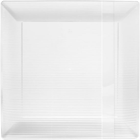Crown Display Disposable 9" Clear Plastic-Plates Square Linear (40 Pack) WeddingTableware Dishes
