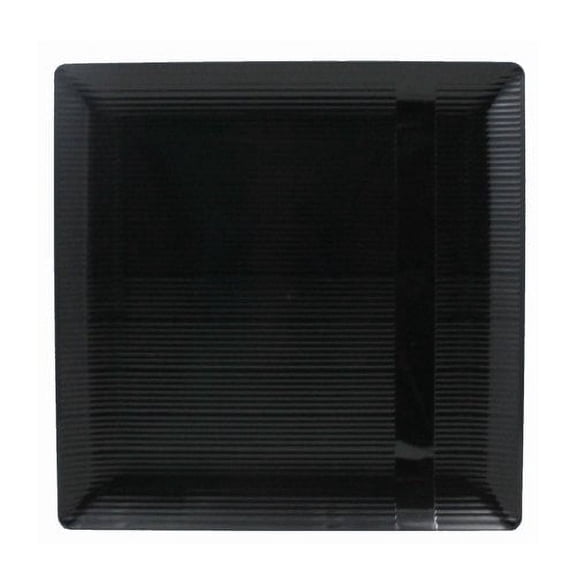 Crown Display Disposable-Black-Plastic-Plates-Square Linear (40 Pack) for Wedding & Dinner (6.5")