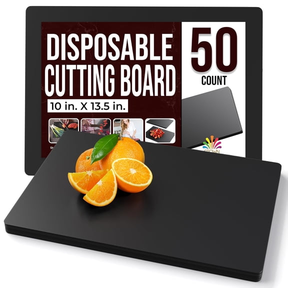 Crown Display Disposable Cutting Boards for Kitchen 50 Count Black Cutting Board 10 Inch X 13.5 Inch Flexible Cutting Boards For Kitchen ~ Patent Pending ~ Recyclable Disposable Cutting Board Sheets