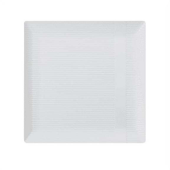 Crown Display Disposable-White-Plastic-Plates-Square Linear (40 Pack) for Wedding & Dinner (6.5")