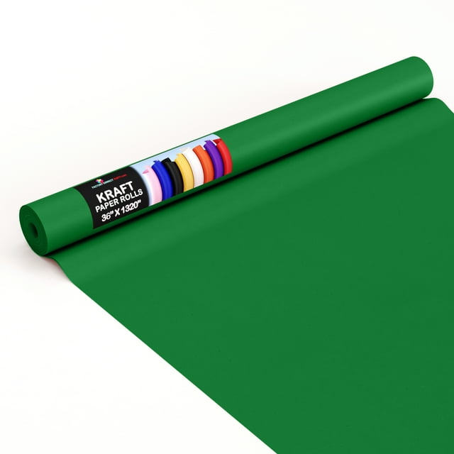 Crown Display Emerald Green Kraft Paper Roll 36" X 1320" (110' Ft) Colored Paper Roll - Kraft Wrapping Paper Perfect as Shipping Paper - Packing Paper Roll - Craft Supplies - Craft Paper Roll