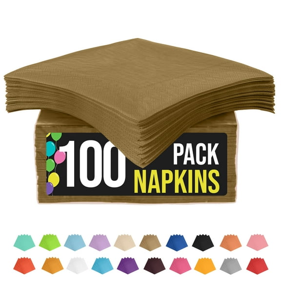 Crown Display Gold Cocktail Napkins - 100 Count