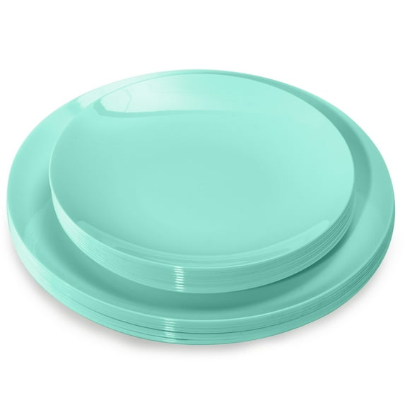 Crown Display Light Green Fancy Plastic Plates Combo Set - 120 Count