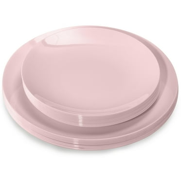 Crown Display Light Pink Fancy Plastic Plates Combo Set - 120 Count