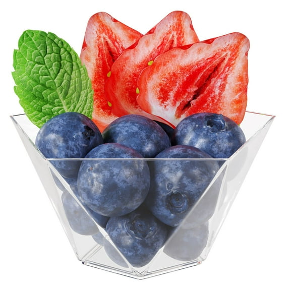 Crown Display Mini Desert Cups Clear Pentagon Design Dessert Miniatures Cups - 60 Count