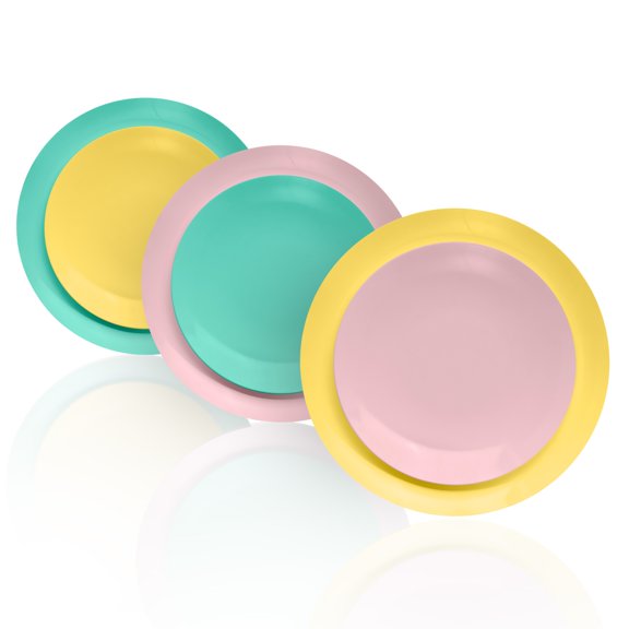 Crown Display Mix And Match Fancy Plastic Plates Combo Set - 120 Count