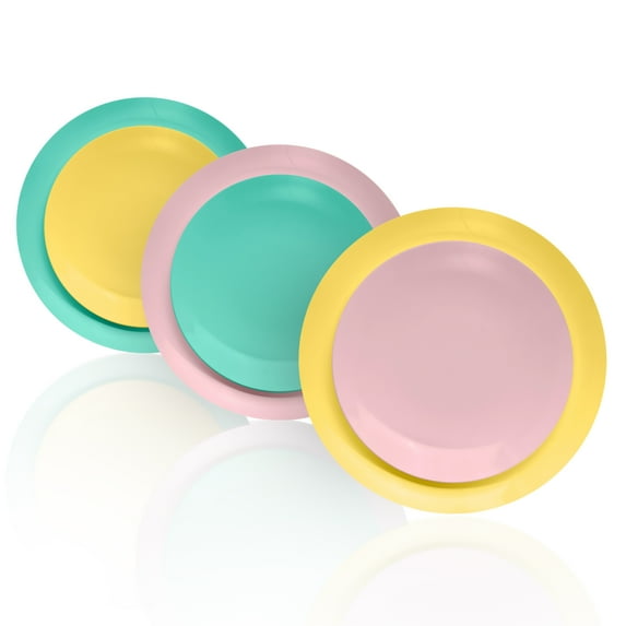 Crown Display Mix And Match Fancy Plastic Plates Combo Set - 120 Count