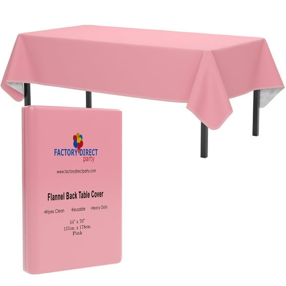 Crown Display Modern Pink Flannel Backed Vinyl Tablecloth - 54" x 70"