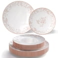 thumbnail image 1 of Crown Display Pink Floral Disposable Plates 40 Pc Set | 20x8" & 20x10" Plastic Dinnerware, 1 of 6