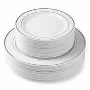 Crown Display Plastic Disposable Dinnerware Set - 60 Pcs - Wedding and Party